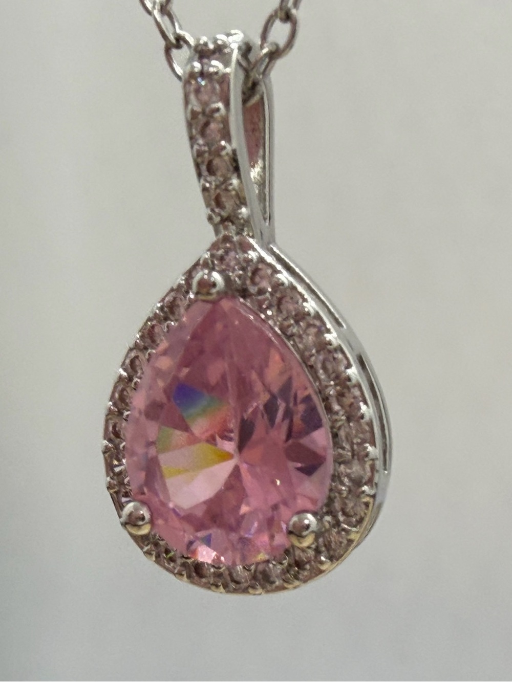 Pink Teardrop Pendant Necklace - Women Jewelry